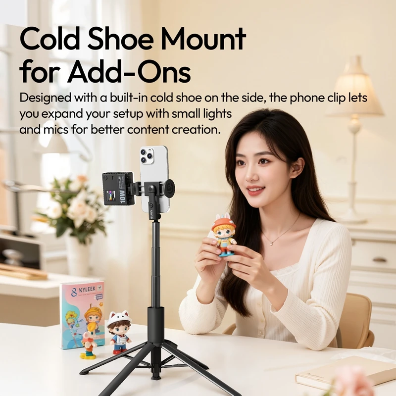 Ulanzi MT86 Automatic Phone Tripod with Phone Clamp Portable Selfie Stick for Smartphone Outdoor Travel Vlog Photography Tripod
