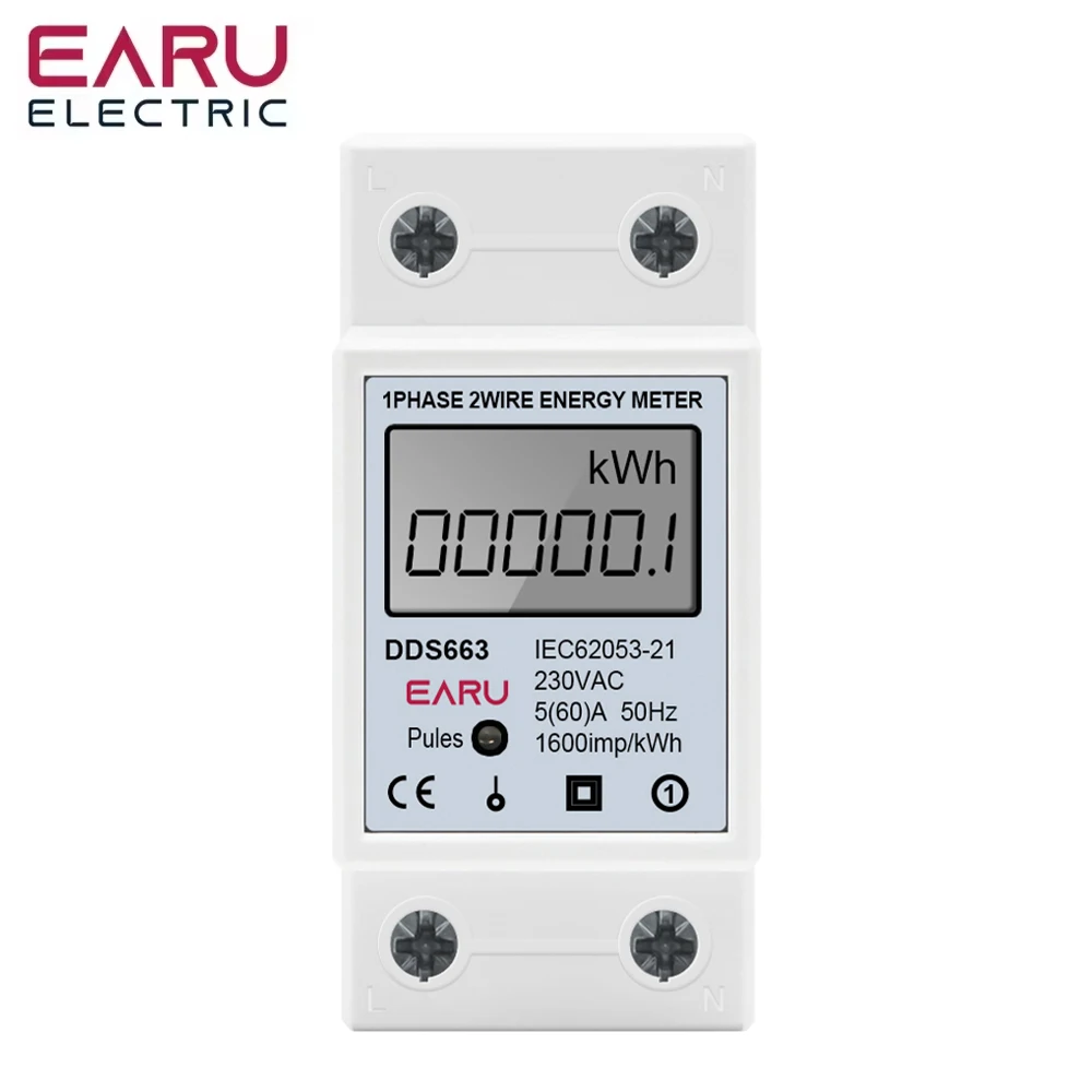 energy meter AC 230V 110V 60A 50/60Hz LCD Digital Display Single Phase Electric kWh Digital Watt-Hour Test Meters Din Rail