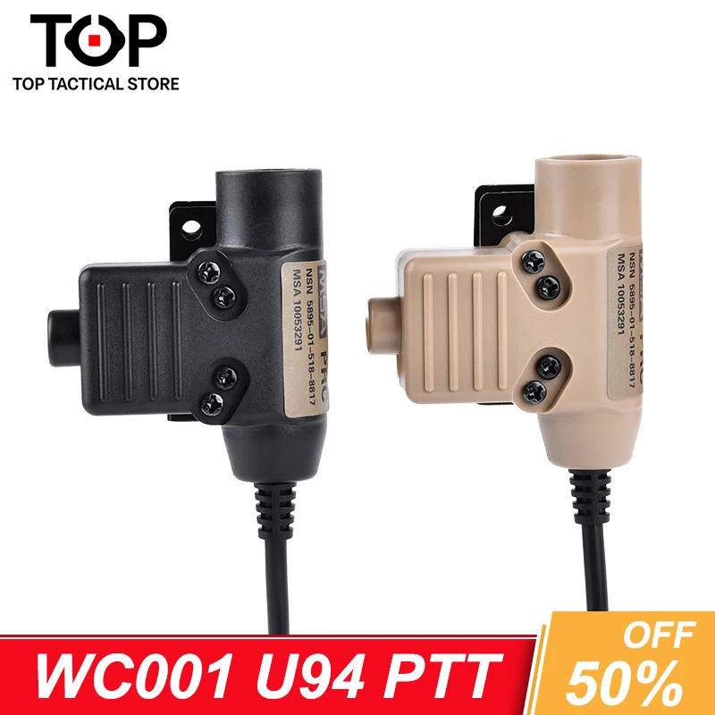 Wadsn U94 PTT Baofeng Tacical Headset PTT for Orginal Earmor Comtact Headphone Hunting Headset Fit Kenwood Motorola Icom Plug