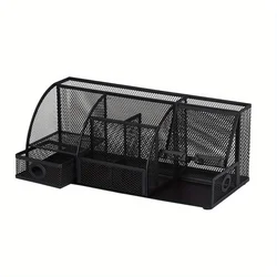 Premium Desk Organizer Set - Multi - Compartment Office Accessories for Streamlined Desk Storage (Black)