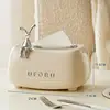 Creative Spring Tissue Box Ceramic Paper Towel Holder Paper Extractor Cute Rabbit Storage Box Household Napkin Holder 6
