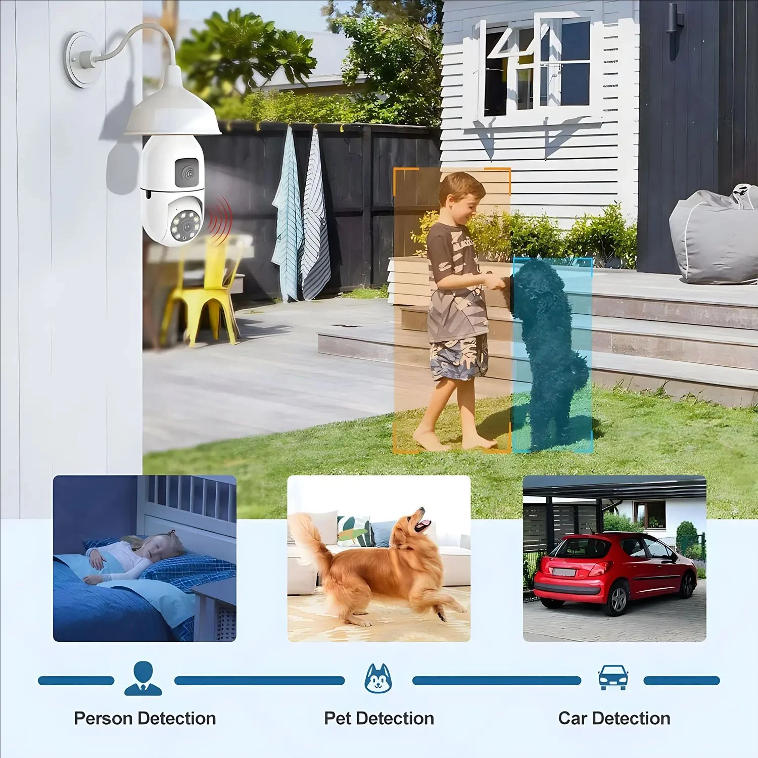 4MP HD Wifi Surveillance PTZ Camera Outdoor with Dual Lens Dual Screen AI Auto Tracking IP Security Protection CCTV Video 4