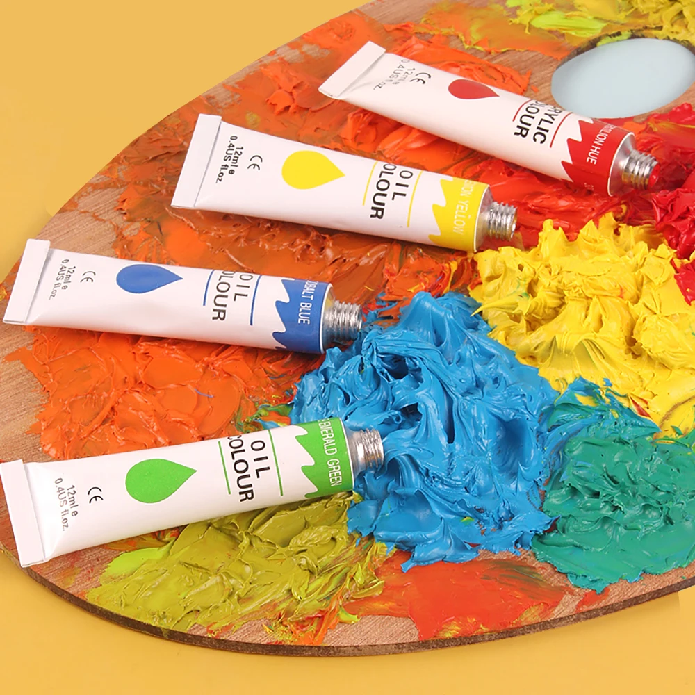 Ginflash 24pcs/set Professional Tube Oil Paints art for artists Canvas Pigment Art Supplies Drawing 12ML/tube 24Colors