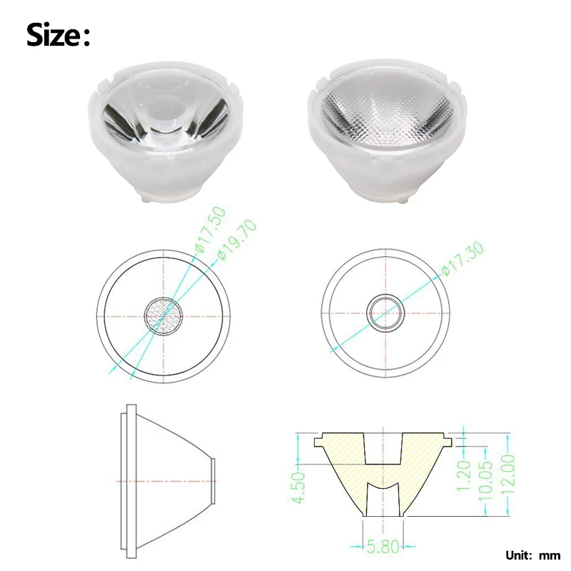 Фото 1 шт. CREE XML светодиодный XML2 светодиодный XHP50 LED Lens 21 мм белый держатель 10/25/45/60 градусов LED LENS/рефлекторный коллиматор №2
