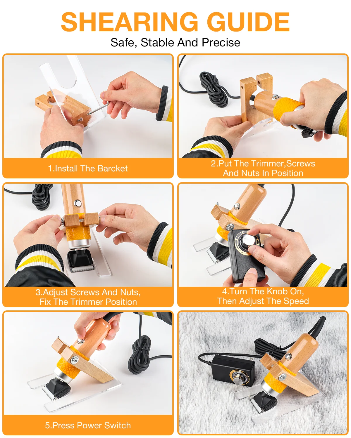 Pet Clipper Dog Hair Trimmer Pet Hair Trimmer Dog Clipper Carpet Trimmer Low Noise Electric Carpet Trimmer Tufting Clipper 200W High Power Professional Home Pet Hair Clipper Set DIY Trimming Tools