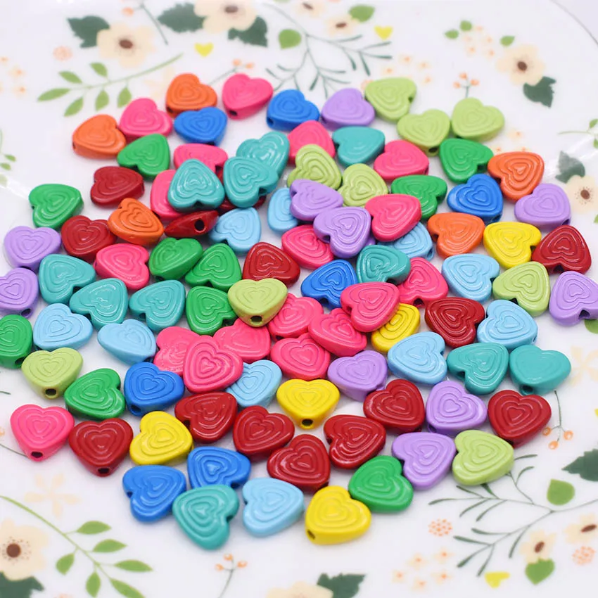 

9mm Color Heart Shape Beads Jewelry Findings Metal Alloy Beads For Jewelry Making DIY Bracelet Necklace hole 1.5mm