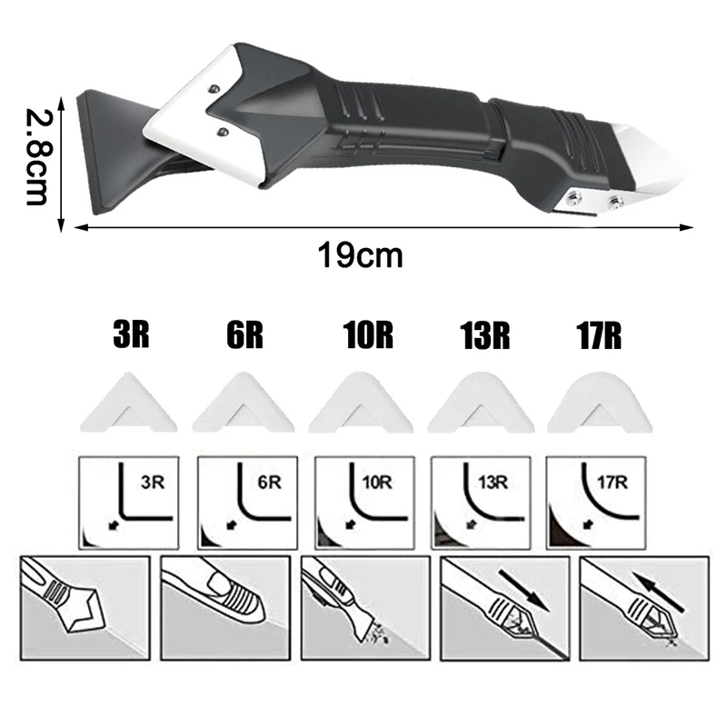 3in1 Silicone Scraper Sealant Spatula Remover Caulk Finisher Sealant Nozzle Scraper Sets Multifunctional Caulking Hand Tools Kit scraper tool set,silicone scraper,scraper tool kit,scraper tool,silicone sealant tool,caulking finisher tool,silicone caulking set
