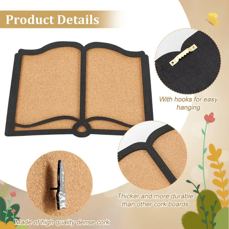 Pin Board Book Cork Board Bulletin Display 0.8inch Thick Wall Mounted Cork for Brooch Pin Storage Office Home