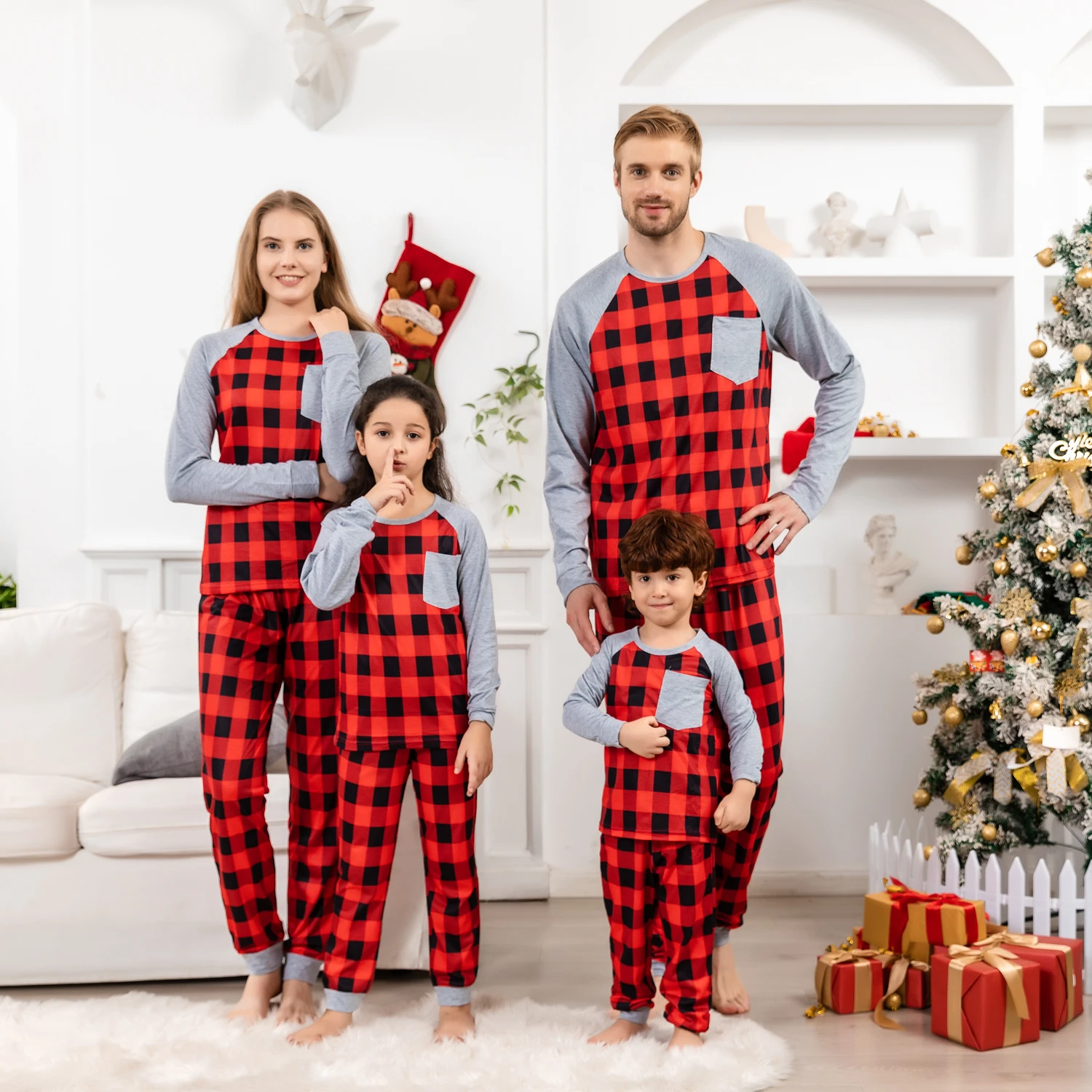 Família natal combinando pijamas conjuntos xadrez mãe filha pai filho roupa  de dormir mãe bebê mamãe e me roupas de natal| | - AliExpress