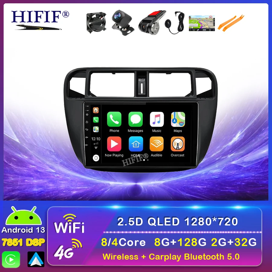 

For Honda Civic 1996-2001 LHD Android Auto Car Radio Carplay Multimedia WIFI Gps Navigation Headunit Stereo Player Recorder Navi