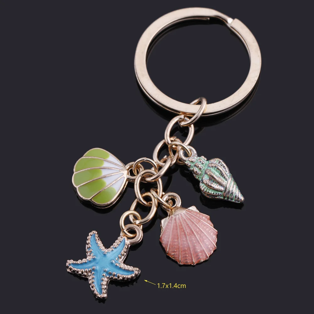 Porte-clés pendentif animal pour femme, sac de voiture, clé d'ami, JOdocument, Turtl, étoile de mer, hippocampe, coquillage, pieuvre, accessoire, bijoux, cadeau