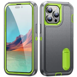 Hybrid Military Grade Defender Protection Case with Bracket Body Cover - 17Air (Gray w green)