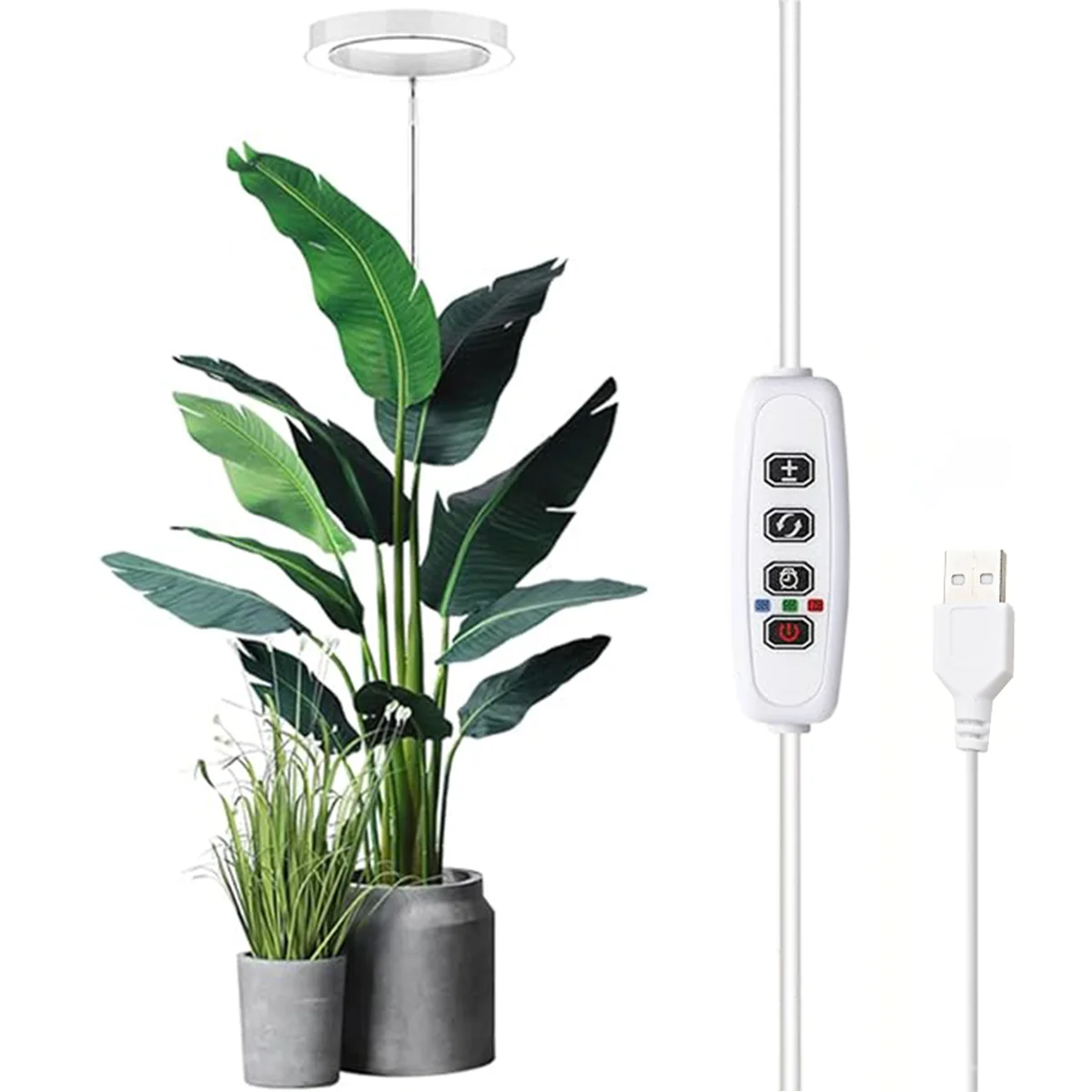 1 PC Growing Light for Indoor Plants, Automatic Timer, 3/9/12 Hour Cycle Memory Function ,Idea for Small Plant Light（Wram White）
