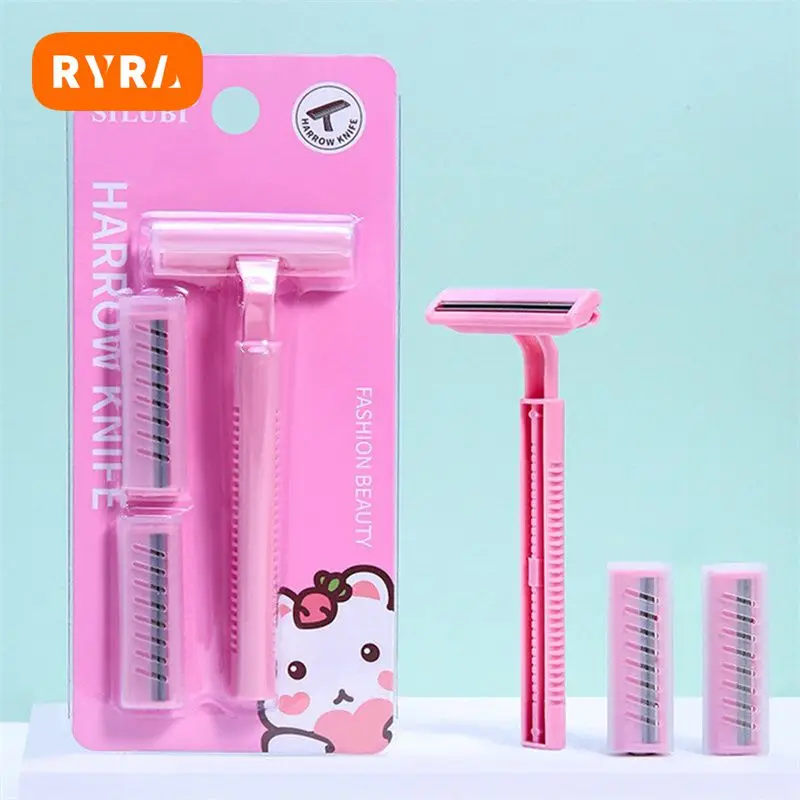 

Безопасная бритва из нержавеющей стали, двухслойная бритва со сменной головкой, T-образный грабли, нож, мультяшная бритва, лезвия для бритья лица