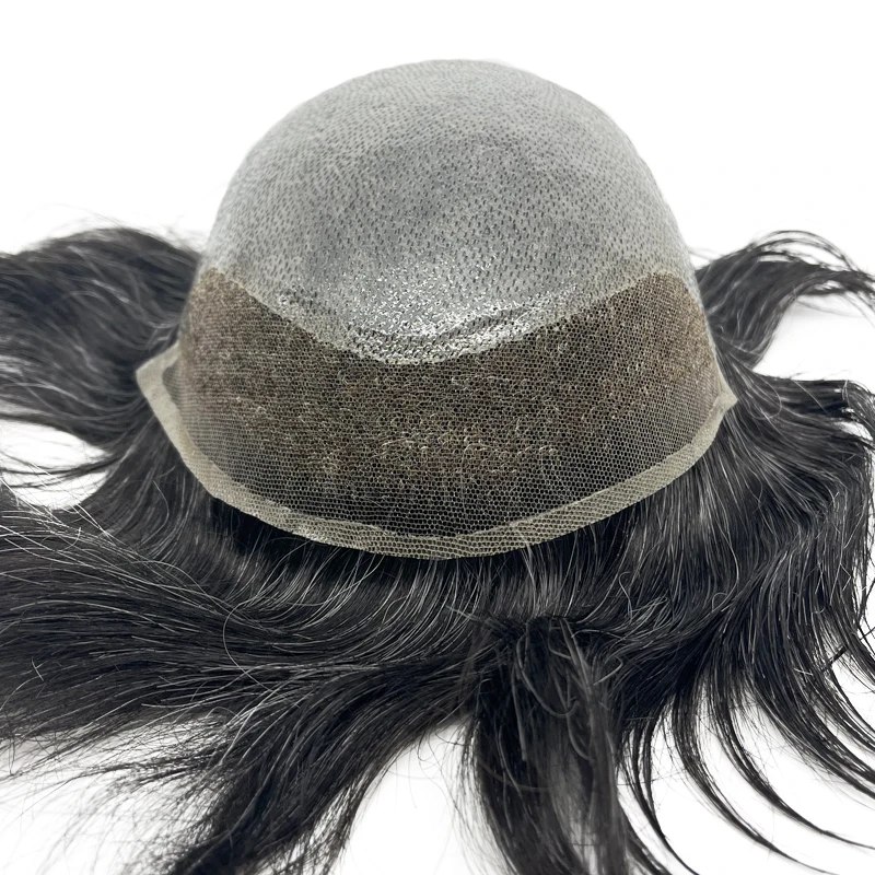 Ready Stock BIO Base Pu Skin With Swiss Lace Front Human Hair Men Toupee For Quick Delivery