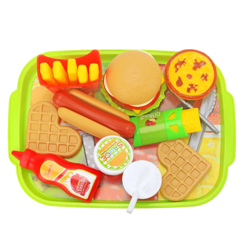 Simulation Hamburger Toys for Kids Pretend Play Cooking Chips Pizza Western Food Kitchen Cooking Dishes Toy Set Girls Education 5