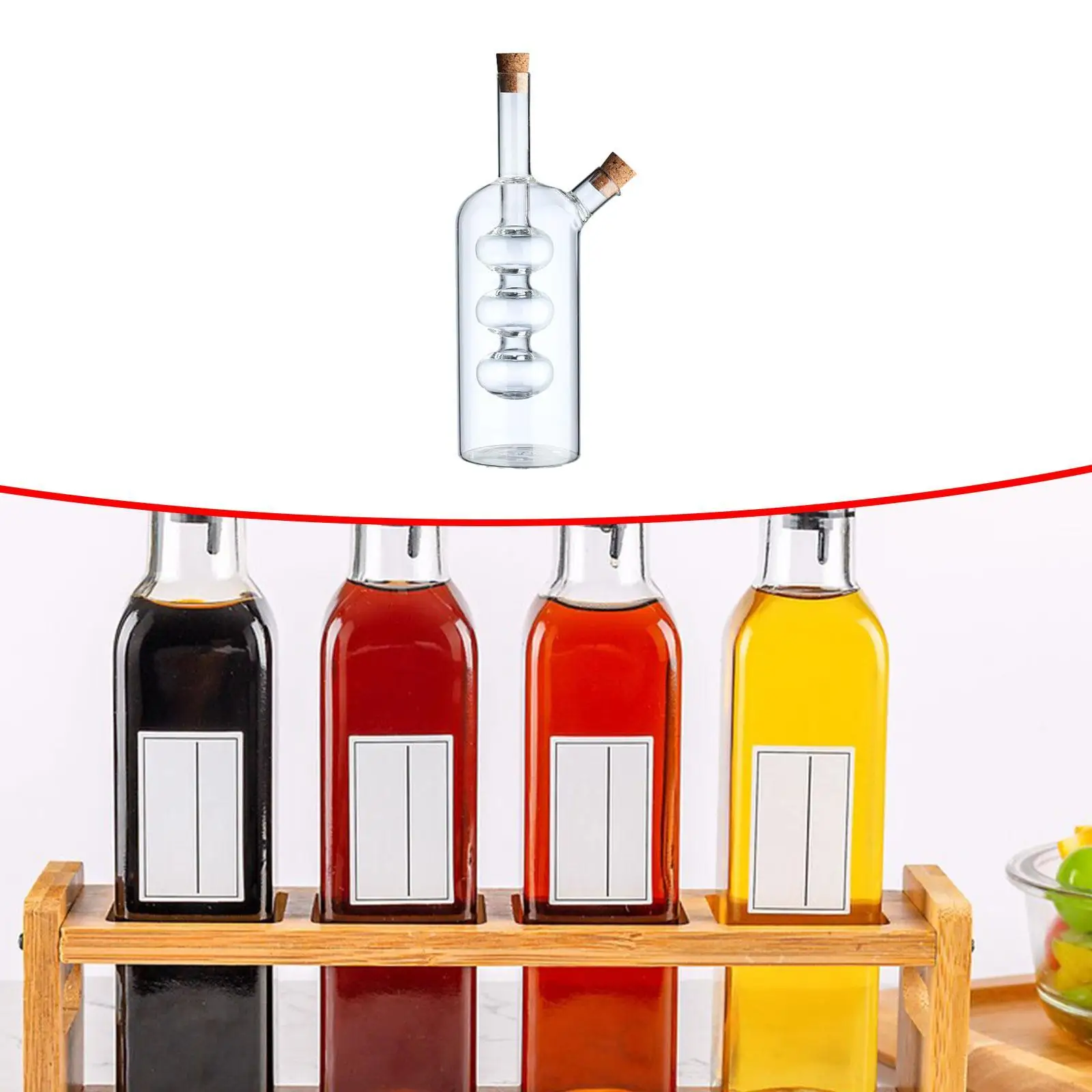 Oil and Vinegar Dispenser Glass, 2 in 1 Oil and Vinegar Bottle, Cruet Bottle 4