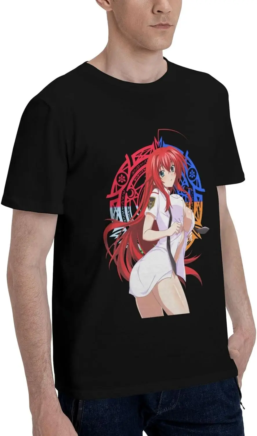 

Anime Highschool DxD Shirt Men's Short Sleeve Crewneck T-Shirt Cotton Novelty Summer Short Sleeves T-Shirts