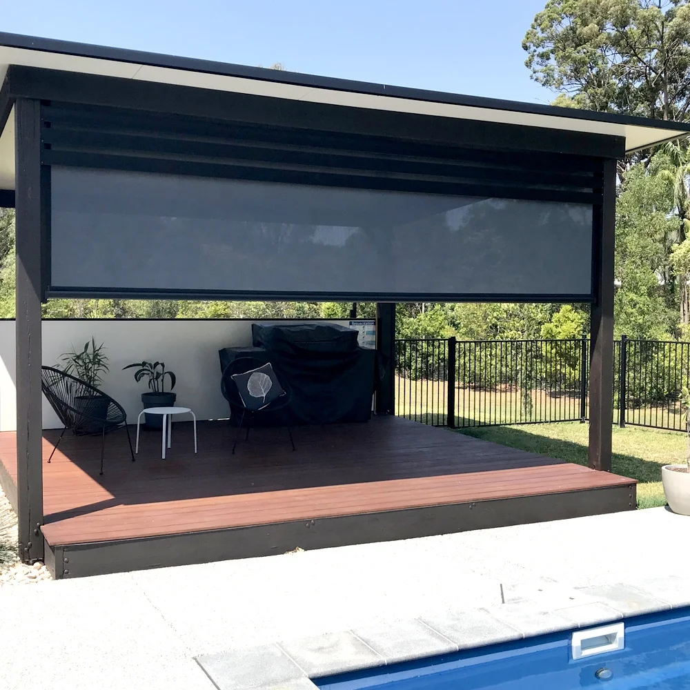 

motorised terrace roof zip screen windproof waterproof outdoor exterior window roller blinds for terraces