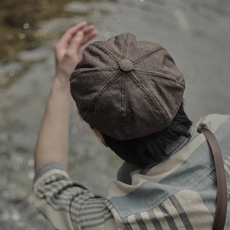 Japanese retro literature and art octagon hat male net red thin British newspaper boy hat simple fashion painter Beret beret hat woolen beret newsboy cap newsboy hat