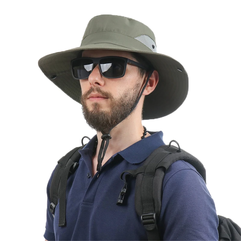 

CAMOLAND Summer Men Bucket Hat Panama Fashion Sun Visor Breathable Fisherman Hat Women Ponytail Cap Summer Hats Beach Sun Hats