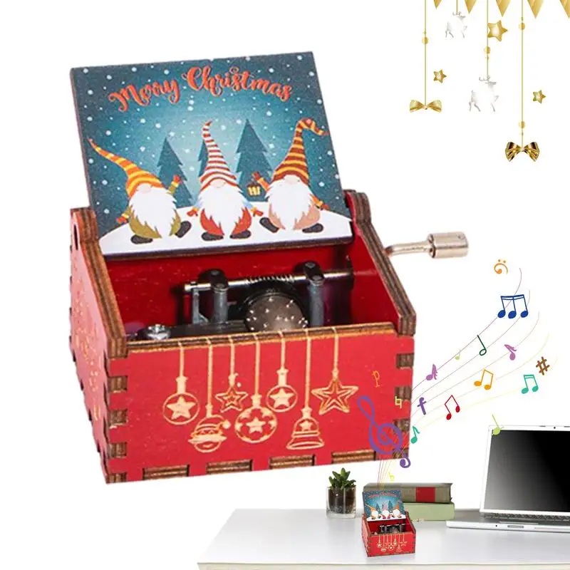 Merry Christmas Halloween Music Box Anime Theme Wooden Hand Cranked Musical Box Children New Year Birthday Gift