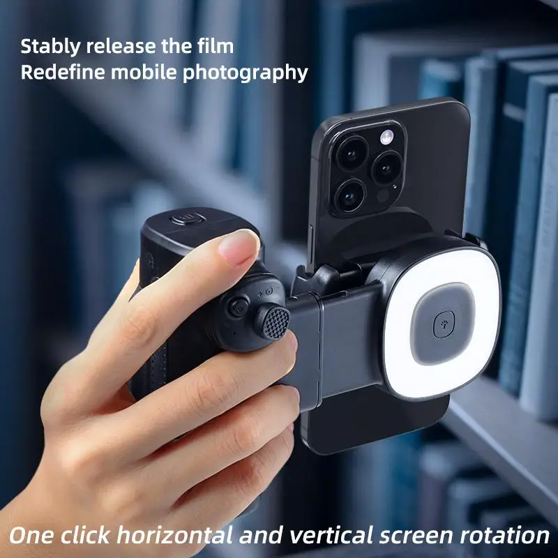 Enhanced Bluetooth Selfie Grip with Photography Light and Auto-Rotate Stabilization