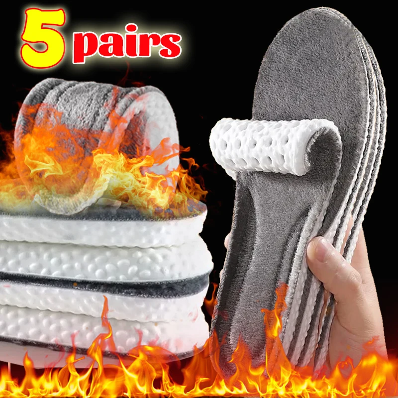 Description Picture 5 of itemThermal Plush Sports Shoes Pad Wool Warm Memory Foam Insole for Unisex Soft Chill-proof Self-heating Absorbent Thicken Shoe Pads