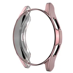 Premium Soft TPU Plated Protective Cover & All-Around Screen Bumper for Watch 4  44mm (Pink gold)