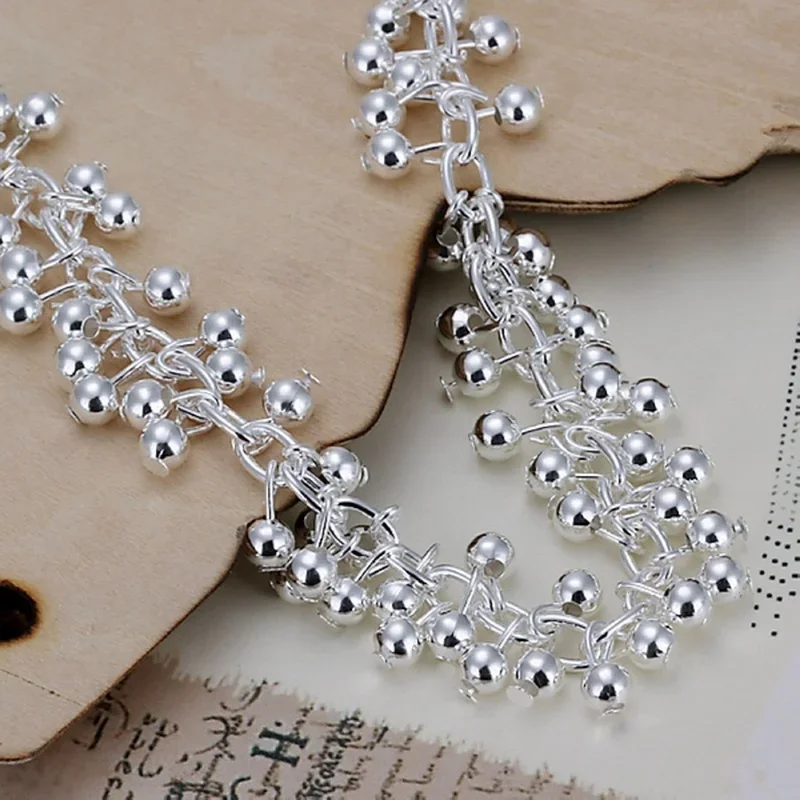 Charms Fine 925 Sterling silver bracelets bead chain fashion cute nice women grapes Bracelet wedding Jewelry party - 4