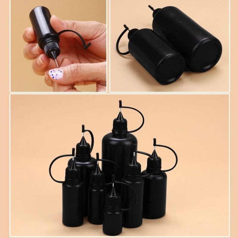 Glue Applicator 10/20/30/50/100ML Black Resuable Needle Tip Plastic Bottle for Paper Quilling DIY