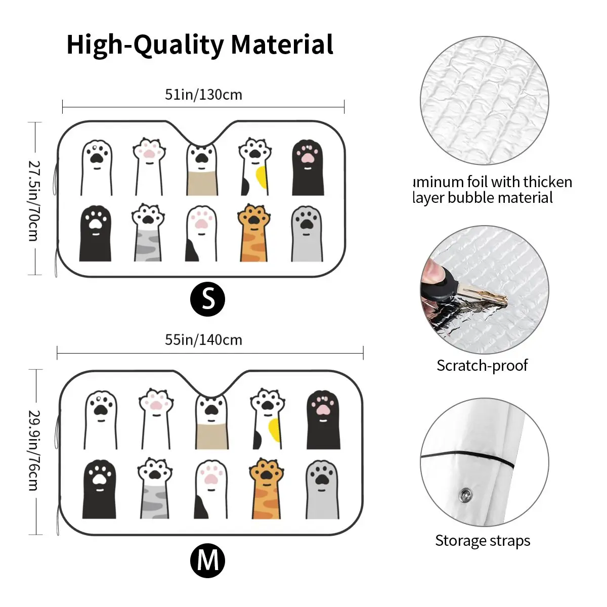 Car Sunshade windshield sunshade windshield sun shade Cute Cat Hand Fold-up Sunshade Windscreen 70x130cm Paw Foils Car Sunshade Sun Shade Protect