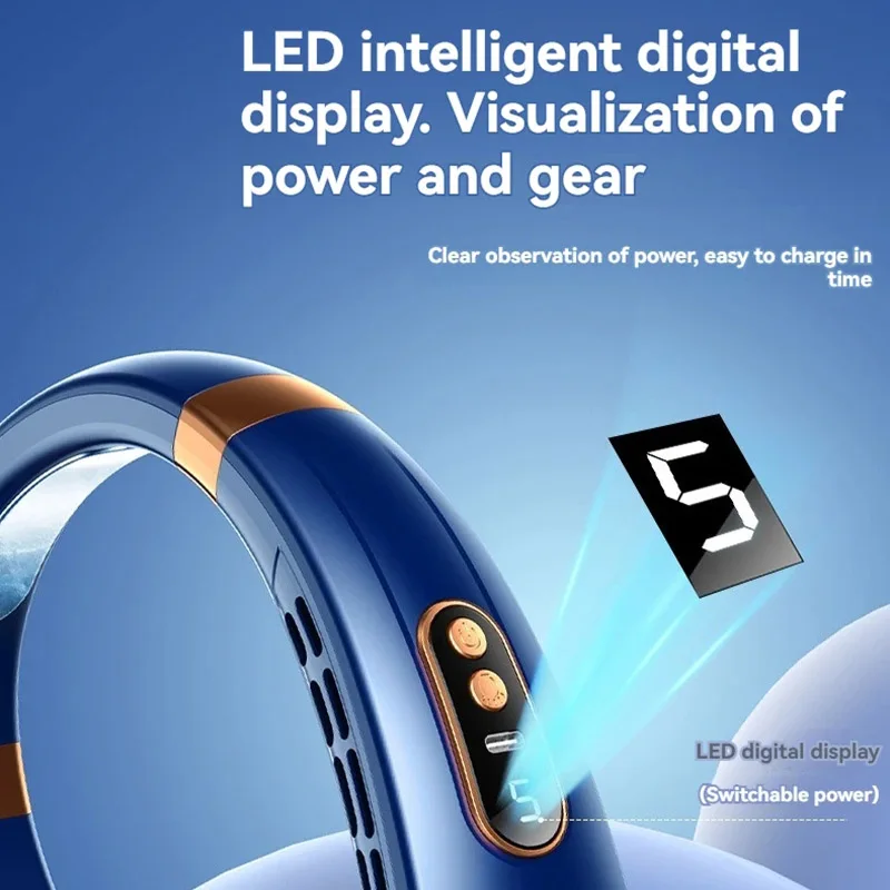 2024 New Outdoors Portable Halterneck Fan USB Handheld Silent Multi-function Bladeless Mini Electric Hanging Neck Fan 4