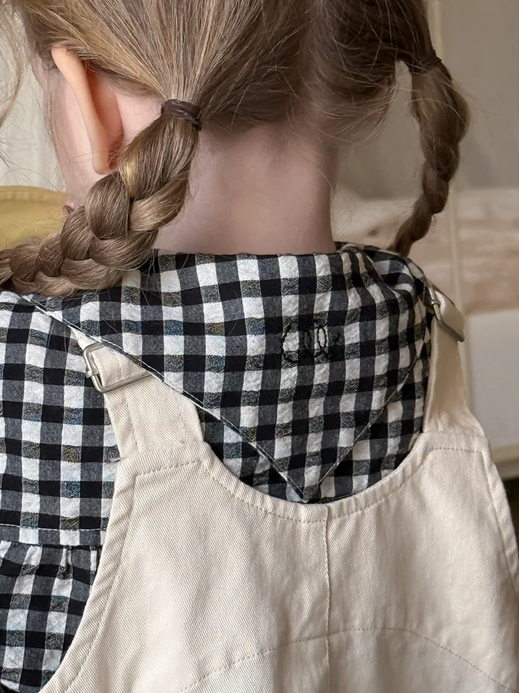 2025 Spring New Children Loose Overalls Cotton Boys Fashion Casual Pants Baby Girls Versatile Strap Trousers Kids Clothes