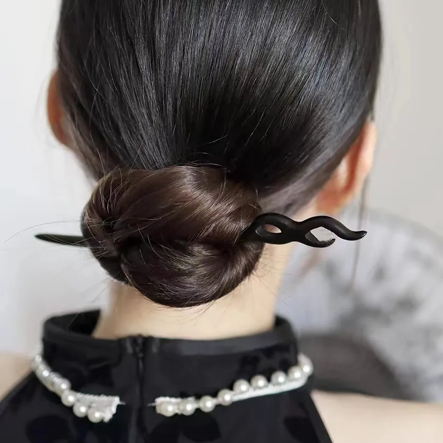 Vintage Black Wood Bridal Hair Sticks For Women Hair Ornaments Ethnic Wooden Pins Clips Head Jewelry Accessories hair stick