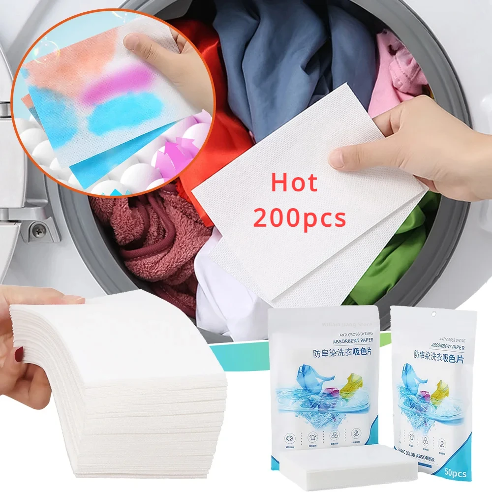 Laundry Cloth Laundry Color Catcher Sheets 200/50pcs Dyeing Cloth for Washing Machine Mixed Dyeing Anti-color Absorption Board Personal Care Laundry Accessories Cleaning