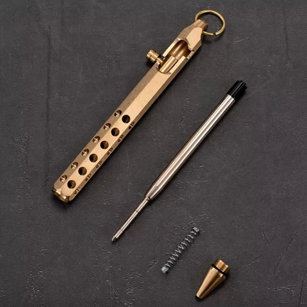 Retro Brass Pen Bolt Action Signature Ballpoint Pen for Business Christmas Birthday School Student Office Stationery