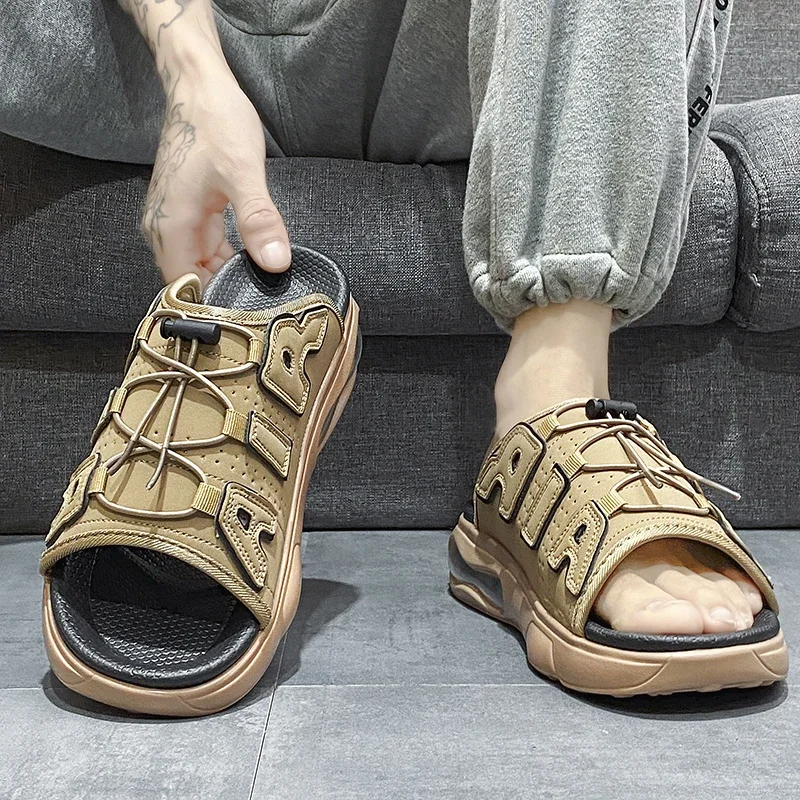 

Summer Men's Air Cushion Popular Slippers Fashion Thick Sole Beach Outdoor Sandals 2024 New Cool Summer Indoor Sizes 39-44
