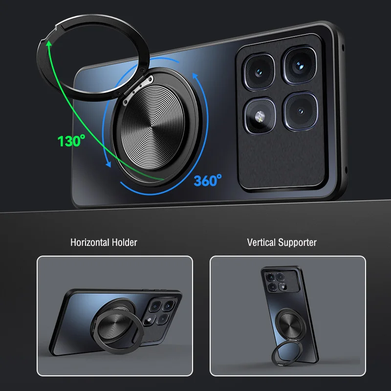 Hard Matte Magnetic Ring Protective Phone Case Shell
