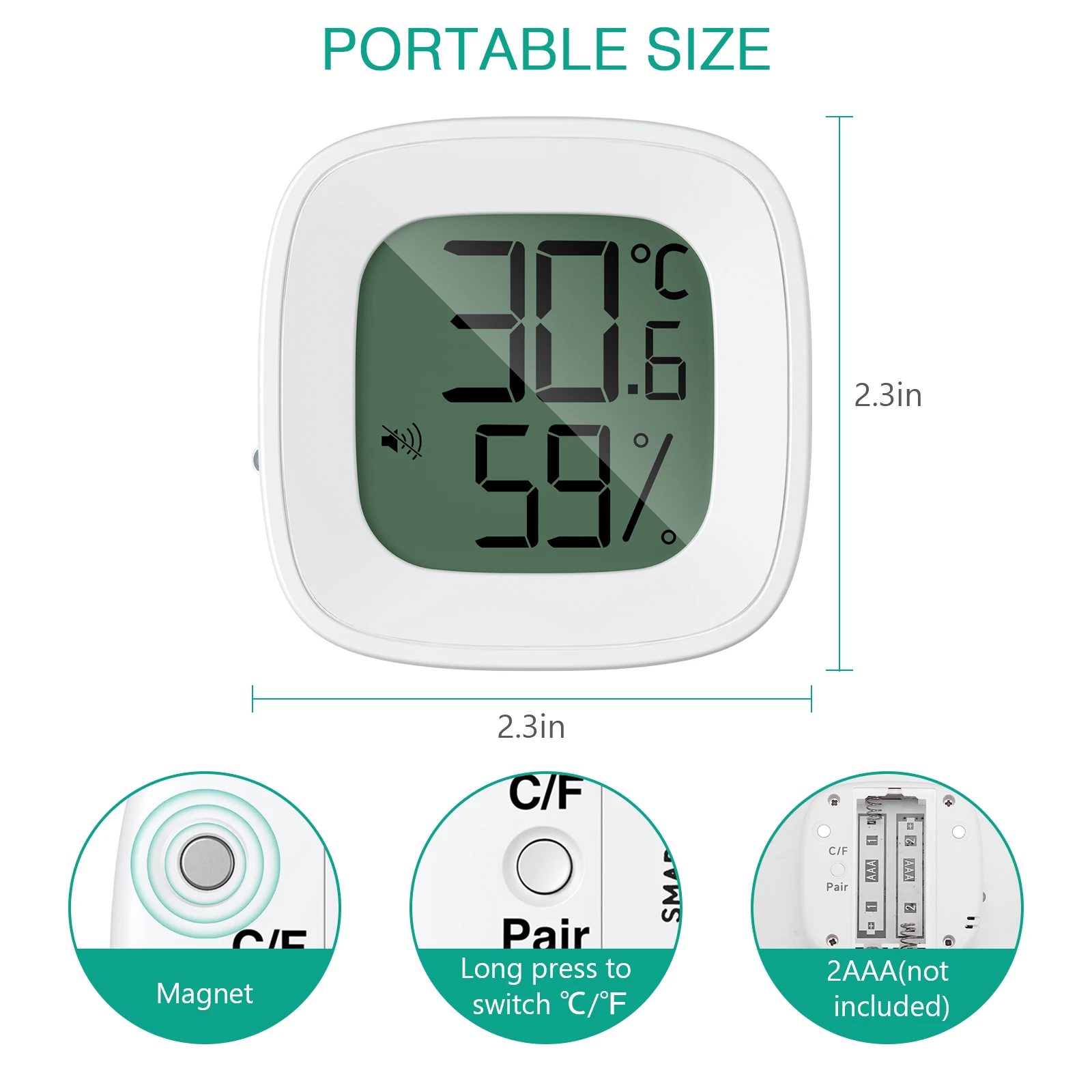 ORIA Upgrade Bluetooth Thermometer 2PCS/1PC Hygrometer Wireless Outdoor Thermometer Smart Home Temperature and Humidity Sensor 5