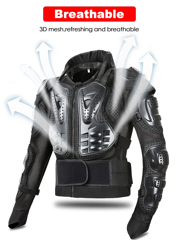 VEMAR Men Full Body Armor Motorcycle Jacket Chest Back Protector Moto Body Armor Motocross Racing Jacket Adjustable Black motorcycle armor motorcycle body armor body protector motorcycle armor vest motorcycle jackets