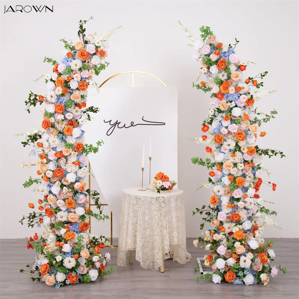 

Wedding Backdrop Decoration Customized Light Blue White Orange Rose Floral Arrangement for Horn Arch Decor Event Party Props
