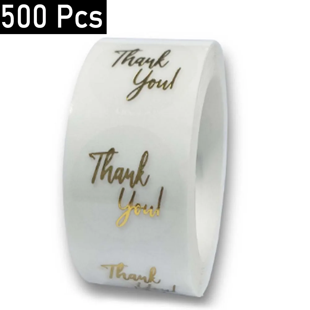 Thank you stickers 500 Pcs gold foil 'Thank You' stickers for small business gift seal shipping labels envelope decoration