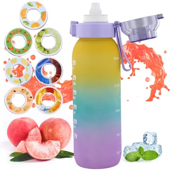 1000ML Fragrant Water Bottle Leak-Proof with 7 Rods Fruit Flavor Water Cup Large Capacity Scented Cup for Travel Climbing Hiking 2