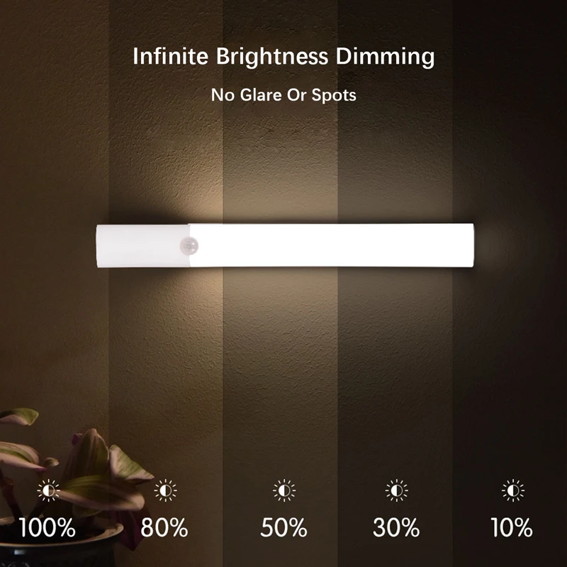 أضواء خزانة مضيئة قابلة لإعادة الشحن ، 3 ألوان مست...