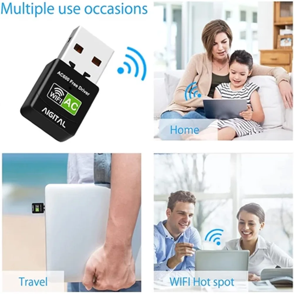 Kacool USB WiFi Bluetooth Adapter 600Mbps Dual Band 2.4/5Ghz Wireless Mini WiFi Dongle