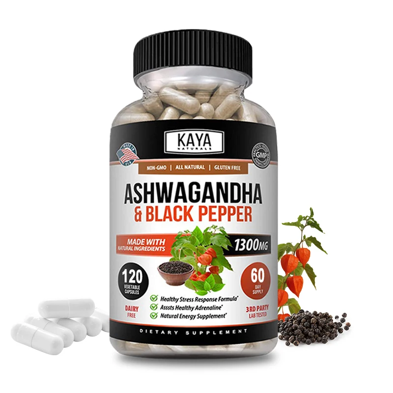 Organic Ashwagandha 1300 Mg with Black Pepper for Relaxation and Thyroid Support
