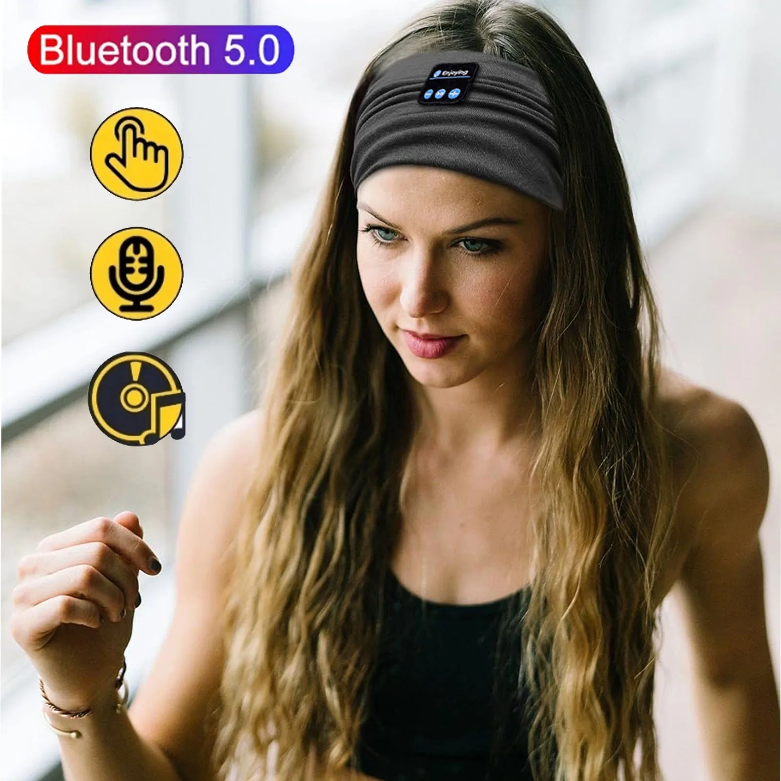 Wireless Bluetooth Heaphones Outdoor Sports Headband Wireless Stereo Music Earphones Headsets Soft Elastic Head Band for Yoga