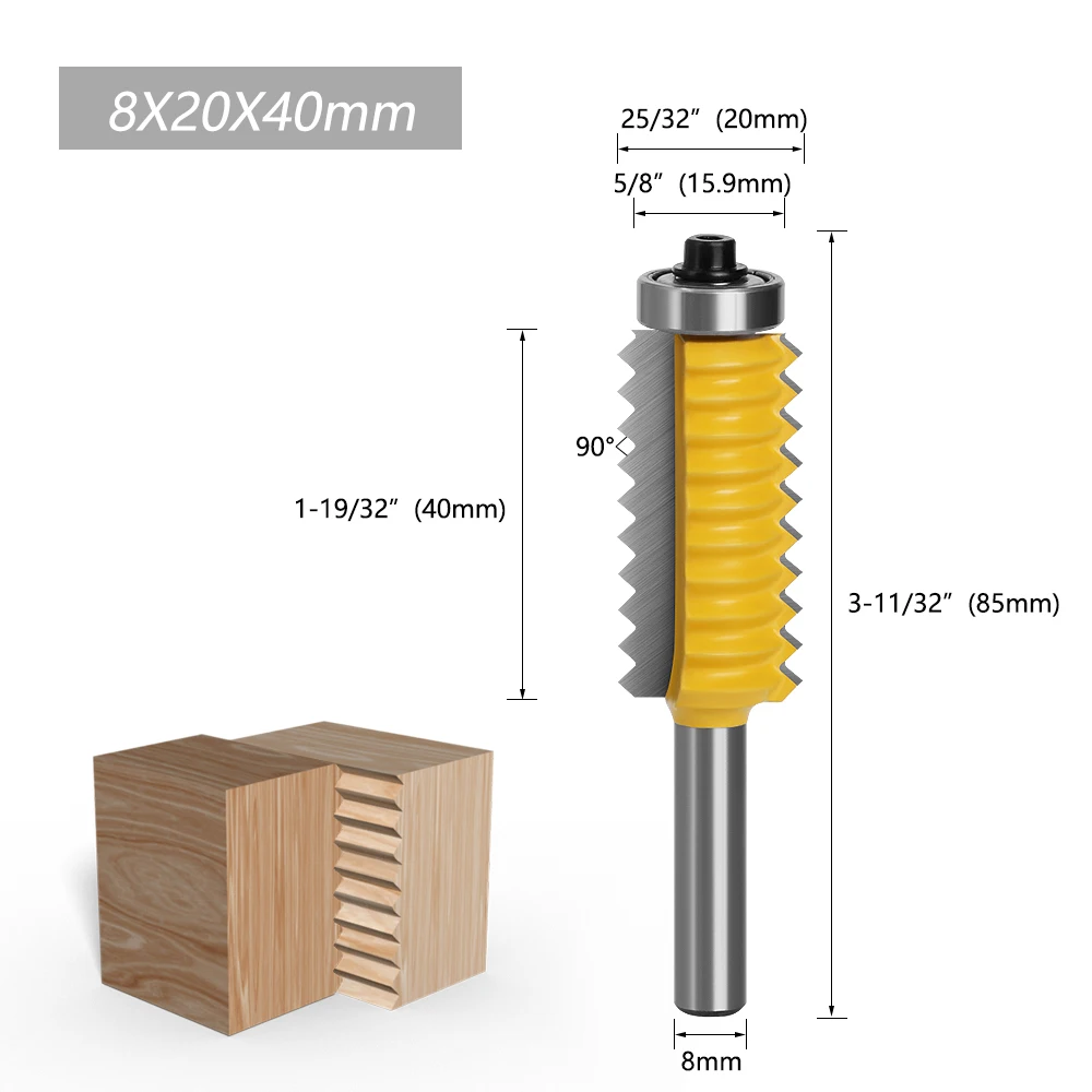 LAVIE 1pc 8mm Schaft Finger Joint Kleber Fräser Erhöhte Panel V Joint Router Bits Für Holz Zapfen holz Kegel Zapfen Bit – Detail 4