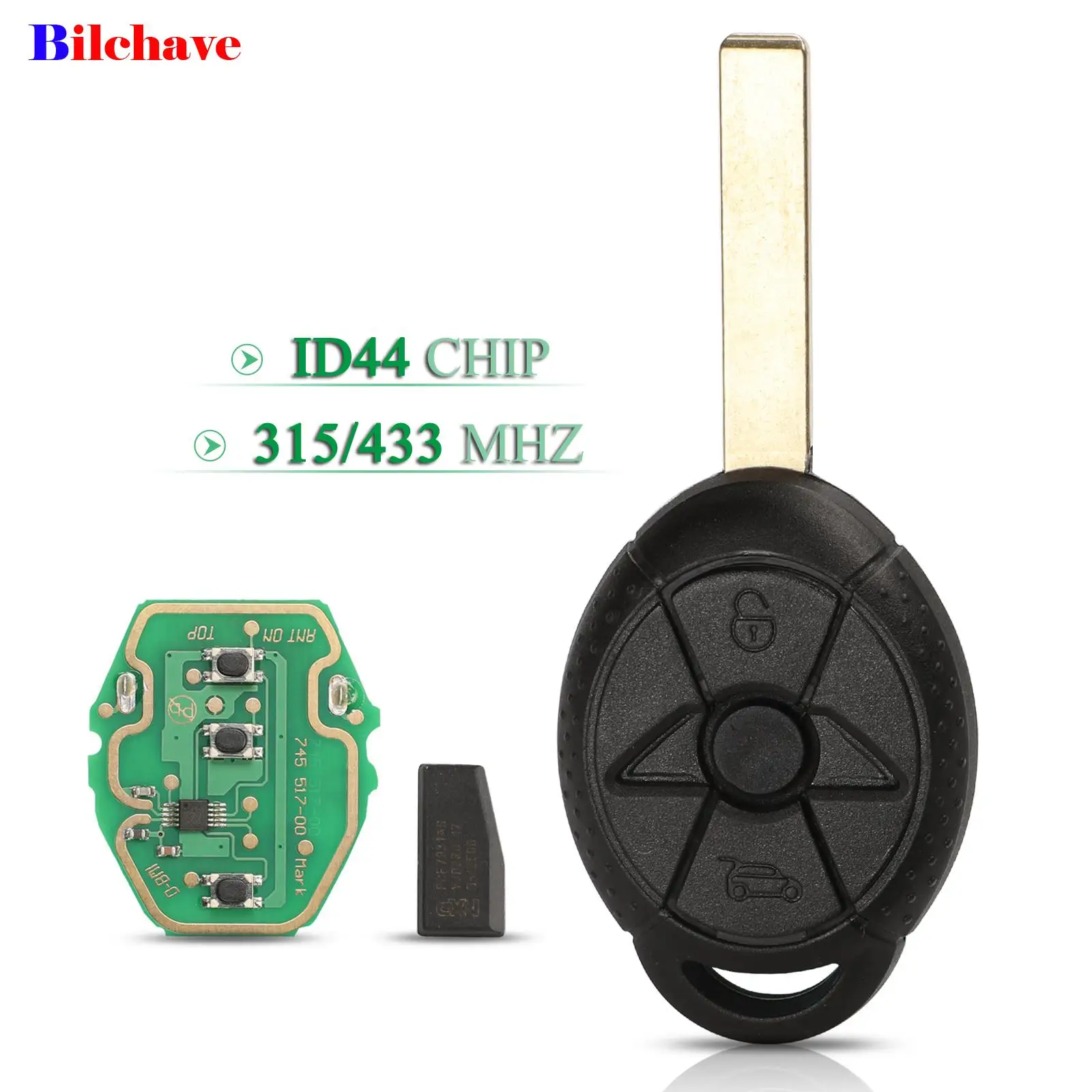 

jingyuqin 2 Buttons For Old BMW Mini Cooper S R50 R53 Remote Control Car Key 315Mhz/433Mhz ID44 Chip Fob HU92 Blade Replacement